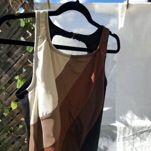 Brown & Cream Designed One Piece Swimsuit